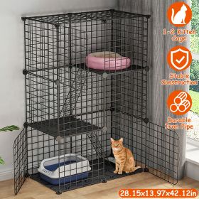 3 Tier Cat Playpen Cage Metal Indoor Cat House Detachable Kitten House with 3 Doors 2 Ladders Large Cat Exercise Place for 1-2 Cats Black (Type: Cage Pen)